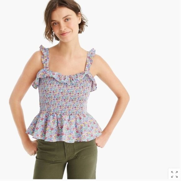 J. Crew Tops - [J. Crew] Smocked Ruffle Tank Top
